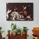The Lamentation Over the Dead Christ by Alessandro Turchi - single-panel canvas displayed above a console table