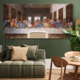 The Last Supper by Leonardo da Vinci — single-panel canvas above a green sofa