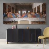 The Last Supper by Leonardo da Vinci — single-panel canvas above a sideboard