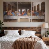 The Last Supper by Leonardo da Vinci — three-panel canvas above a bed