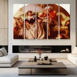 The Lion in Love by Abraham Solomon - multi-panel canvas displayed in a modern living room