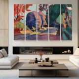 The Luxembourg Gardens by Henri Matisse - multi-panel canvas displayed in a modern living room