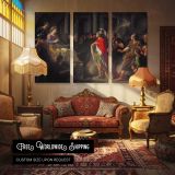 The Meeting of Dido and Aeneas by Sir Nathaniel Dance-holland - multi-panel canvas displayed in a classic lounge