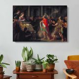 The Meeting of Dido and Aeneas by Sir Nathaniel Dance-holland - single-panel canvas displayed above a console table