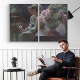 The-moment-large by Daniel Gerhartz - two-panel canvas displayed in a reading room