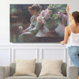 The-moment-large by Daniel Gerhartz - single-panel canvas shown with a person for scale