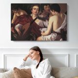 The Musicians by Caravaggio - single-panel canvas displayed above a sofa