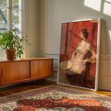 The Palm Leaf Fan by Thomas Wilmer Dewing - Pink Tones and Gentle Expression canvas wall art - Image 6