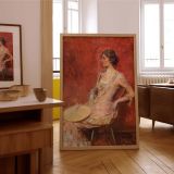 The Palm Leaf Fan by Thomas Wilmer Dewing - Pink Tones and Gentle Expression canvas wall art - Image 7