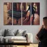 The Pianist at a Grand Piano by Gustave Caillebotte - multi-panel canvas displayed above a sofa