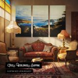 The Plains of Heaven by John Martin - multi-panel canvas displayed in a classic lounge