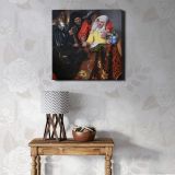 The Procuress (1656) famous painting. BY Johannes VERMEER — room mockup view 1