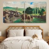 The Races at Longchamp by Edouard Manet — single-panel canvas in a bedroom