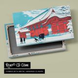 The Red Gate of Hongo in Snow - canvas rear frame and hanging hardware