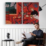 The Red Room (harmony in Red) by Henri Matisse - two-panel canvas displayed in a reading room
