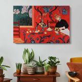 The Red Room (harmony in Red) by Henri Matisse - single-panel canvas displayed above a console table