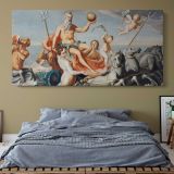 The Return of Neptune by John Singleton Copley — single-panel canvas above a bed with blue bedding