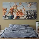 The Return of Neptune by John Singleton Copley — single-panel canvas above a bed with blue bedding