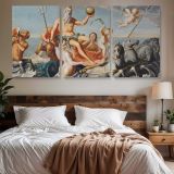 The Return of Neptune by John Singleton Copley — three-panel canvas above a bed