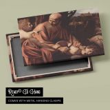 The Sacrifice of Isaac by Caravaggio - canvas rear frame and hanging hardware