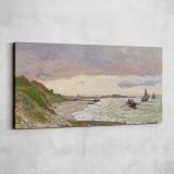 The Seashore at Sainte-Adresse by Claude Monet — single-panel canvas shown on a pale studio wall