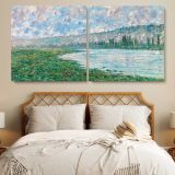 The Seine at Vetheuil by Claude Monet — single-panel canvas in a bedroom