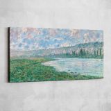The Seine at Vetheuil by Claude Monet — single-panel canvas shown on a pale studio wall