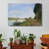 The Seine in Summer Light by Claude Monet - single-panel canvas displayed above a console table