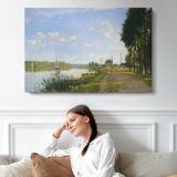 The Seine in Summer Light by Claude Monet - single-panel canvas displayed above a sofa