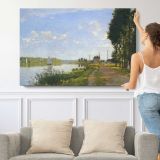 The Seine in Summer Light by Claude Monet - single-panel canvas shown with a person for scale