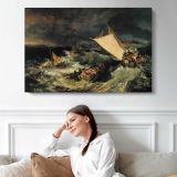 The Shipwreck by Joseph Mallord William Turner - single-panel canvas displayed above a sofa