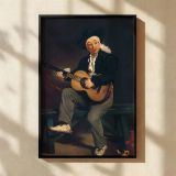 The Spanish Singer by Edouard Manet - Black Hat, White Sash, and Guitar Scene canvas wall art - Image 2