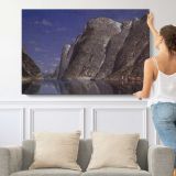 The Steamship by Adelsteen Normann - single-panel canvas shown with a person for scale