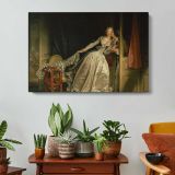 The Stolen Kiss by Jean-honore Fragonard - single-panel canvas displayed above a console table