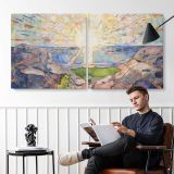 The Sun - Solen by Edvard Munch — two-panel canvas arrangement in a room
