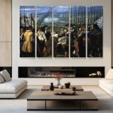 The Surrender of Breda by Diego Velazquez - multi-panel canvas displayed in a modern living room