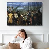 The Surrender of Breda by Diego Velazquez - single-panel canvas displayed above a sofa