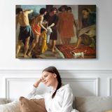The Surrender of Breda Detail by Diego Velazquez - single-panel canvas displayed above a sofa