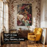 The Two Crowns by Frank Dicksee - Knight in Gold Armor with White Horse canvas wall art - Image 3