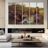 The Vagrants by Frederick Walker - multi-panel canvas displayed in a modern living room