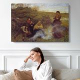 The Vagrants by Frederick Walker - single-panel canvas displayed above a sofa