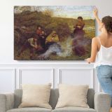 The Vagrants by Frederick Walker - single-panel canvas shown with a person for scale