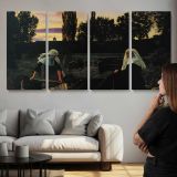 The Vale of Rest by John Everett Millais — three-panel canvas above a sofa