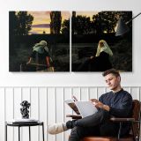 The Vale of Rest by John Everett Millais — two-panel canvas arrangement in a room