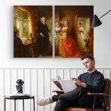 The Vicar of Wakefield by Abraham Solomon - two-panel canvas displayed in a reading room