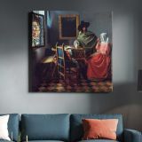 The Wine Glass (ca. 1658 –1660) famous painting. Johannes VERMEER — room mockup view 3