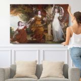 Three Ladies Adorning a Term of Hymen by Sir Joshua Reynolds - single-panel canvas shown with a person for scale