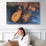 Three Pairs of Shoes by Vincent van Gogh - single-panel canvas displayed above a sofa