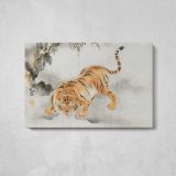 Tiger Japanese Ukiyo-e Art by Isen'in Hoin Eishin - single-panel canvas displayed above a console table