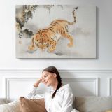 Tiger Japanese Ukiyo-e Art by Isen'in Hoin Eishin - single-panel canvas displayed above a sofa